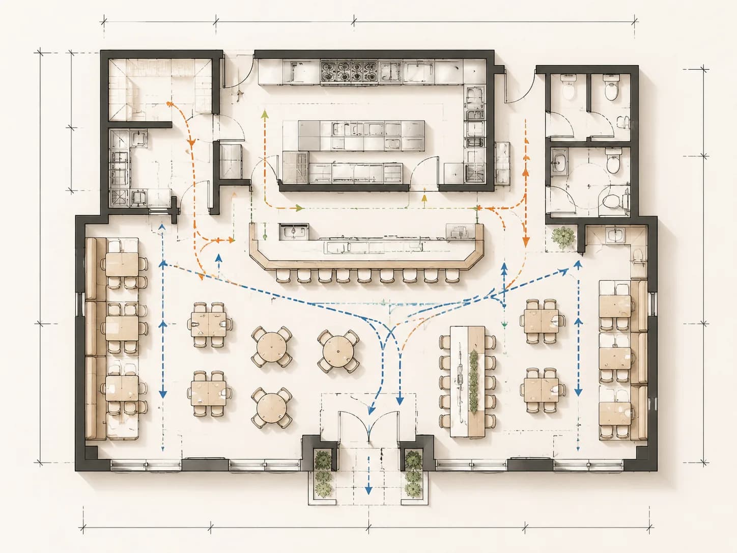 Review-ready restaurant floor plan output