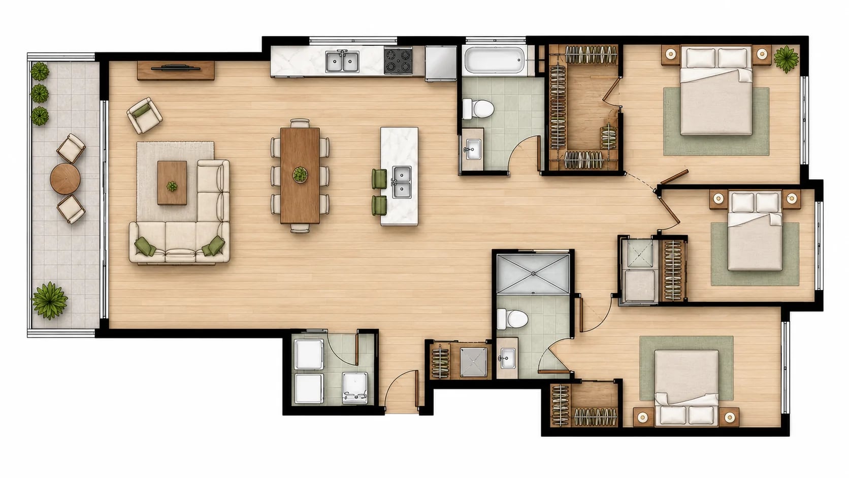 AI floor plan editor before and after comparison - After