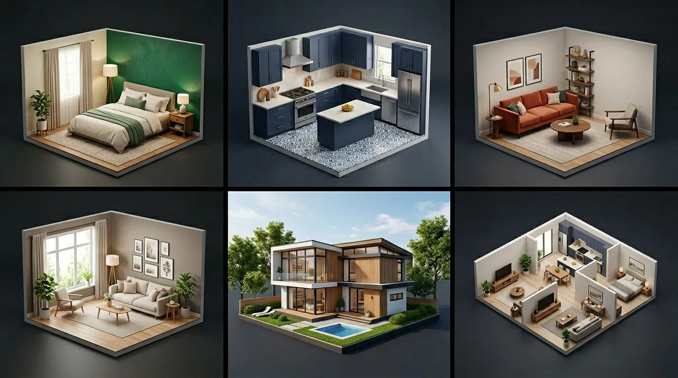Visual comparison matrix showing ratings across photorealism, style diversity, speed, ease of use, and value for all AI interior design tools reviewed